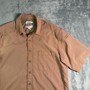 Vintage Eddie Bauer Sport Shop Plaid Button Up Short Sleeve Fishing Outdoors LRG